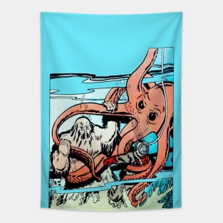 Monster Octopus Giant Marine Adventure Fantasy Tapestry