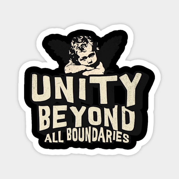 Unity Beyond All Boundaries Design: Inspirational Message with Artistic Child Statue Magnet by Designed By Marty