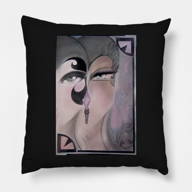 MUTED OP ART DECO FLAPPERS GREY PASTEL TINT Pillow by jacquline8689