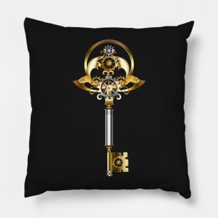 Steampunk key with gears Pillow