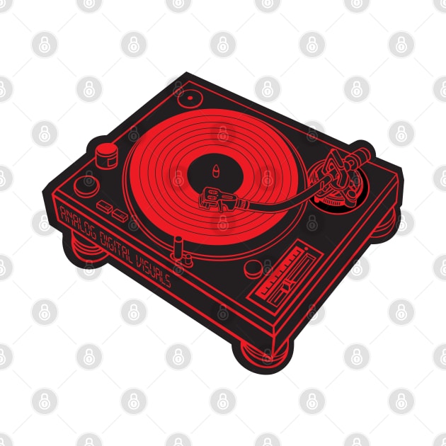 Turntable (Red Lines + Black Drop Shadow) Analog / Music by Analog Digital Visuals