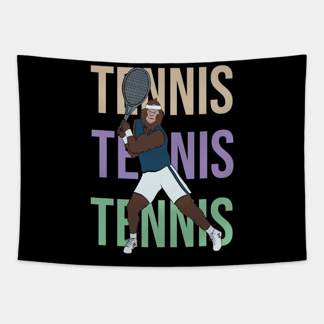 Bigfoot tennis player Tapestry by cypryanus