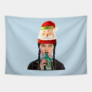 Wednesday Addams, 'coping' with Christmas hat Tapestry