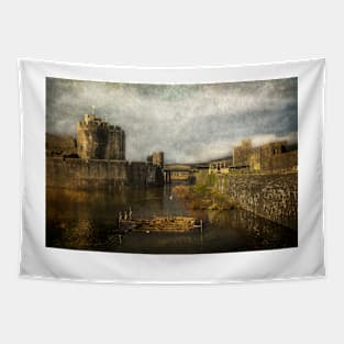 Inner Moat At Caerphilly Castle Tapestry