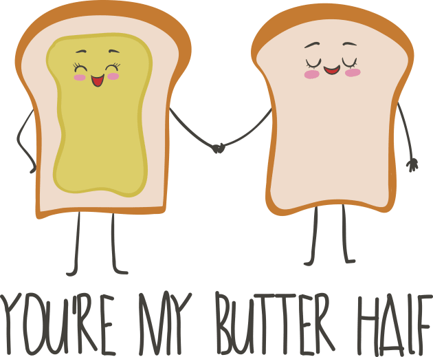 You're My Butter Half, Funny Butter Love Food Kids T-Shirt by Dreamy Panda Designs