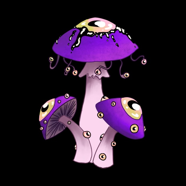 Amethyst purple Dreamcore mushrooms with eyes by TheDoodlemancer
