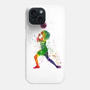 Woman footballer in watercolor Phone Case