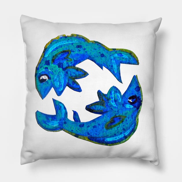 Pisces Zodiac Sign Pillow by PaintingsbyArlette