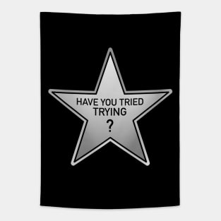 have you tried trying? silver grey star Tapestry