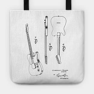 Guitar Vintage Patent Hand Drawing Tote