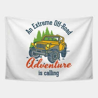 An extreme offroad adventure is calling - camping, hikking, trekking, vacation, christmas, new year Tapestry