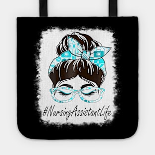 Womens Nursing Assistant Messy Bun Bleached World Health Day Tote