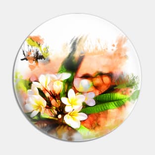 Beautiful tropical flowers on white Pin