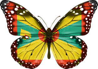 Grenadan Flag  Butterfly - Gift for Grenadan From Grenada Magnet