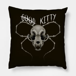 G̶o̶o̶d̶ Kitty Skull White Text yellow Pillow