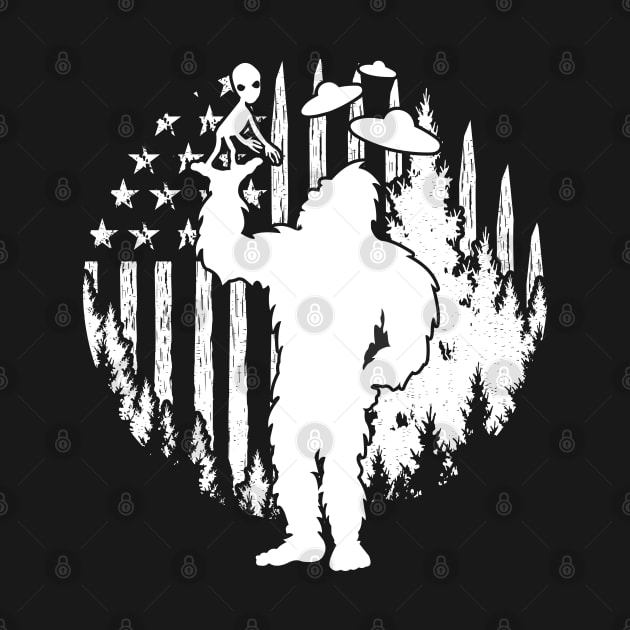 Bigfoot Alien Usa Flag by Tesszero