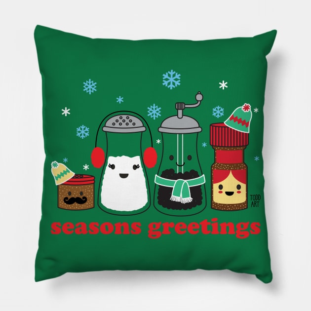 SEASONS GREETINGS Pillow by toddgoldmanart