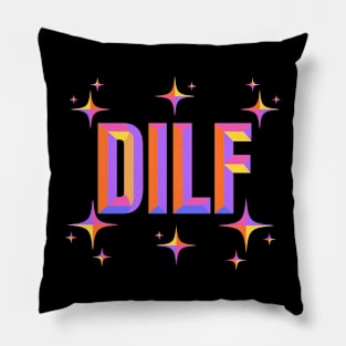 Dilf - Colorful Beveled Text Typography Design Pillow