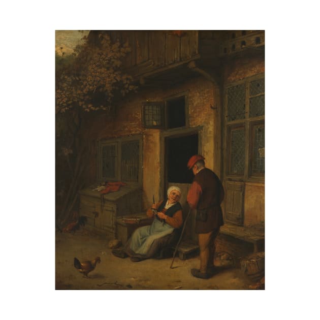 A Woman Cleaning Herring in Front of a House by Adriaen van Ostade by Classic Art Stall