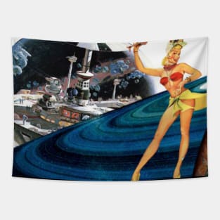 Dancing on Saturn Rings Tapestry