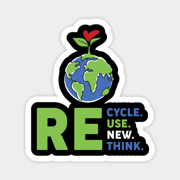 Recycle Reuse Renew Rethink For Earth's Day 2023 Magnet by CesarHerrera