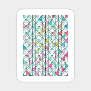 Pencil & Paint Fish Scale Cutout Pattern - white, teal, yellow & pink Magnet