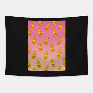 Pink Pineapple Skull Pattern Tapestry