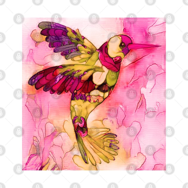 Pink Hummingbird Watercolour by ninasilver