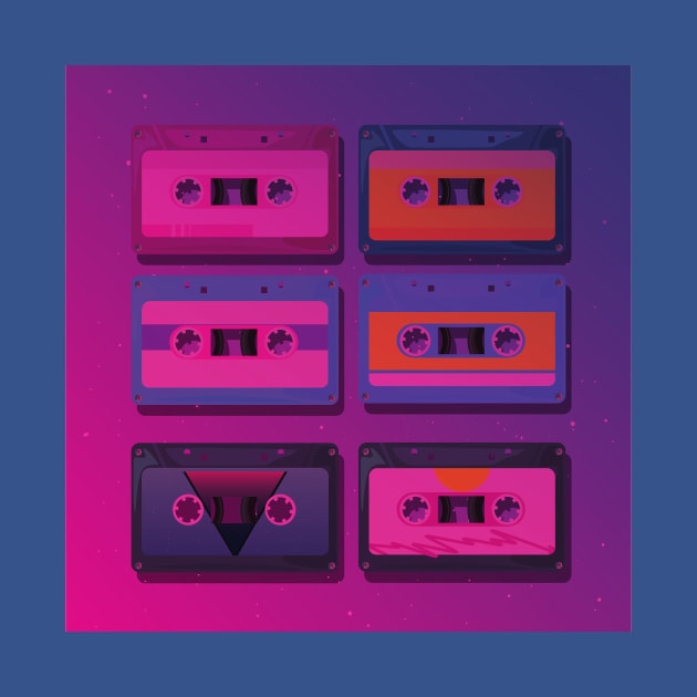 Futuristic Retro Cassette Tapes by waltzart