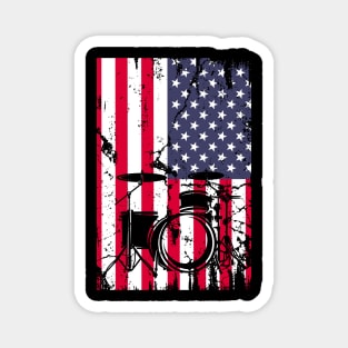 Drummer Drum Set Drums USA Flag American 4th Of July Magnet