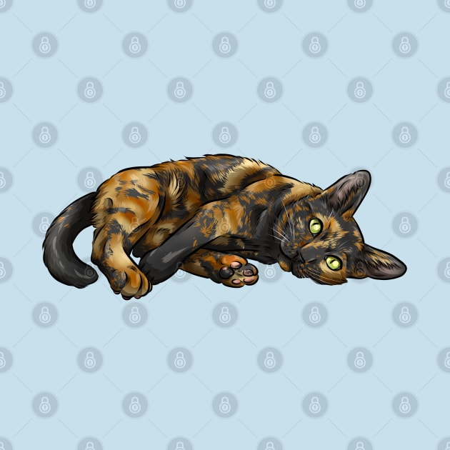 Cute Tortoiseshell Cat by Shirin Illustration