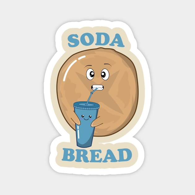 Funny Soda Bread Kawaii Bread Drinking Soda Magnet by KawaiinDoodle