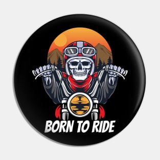 skull biker riding motorcycle illustration Pin