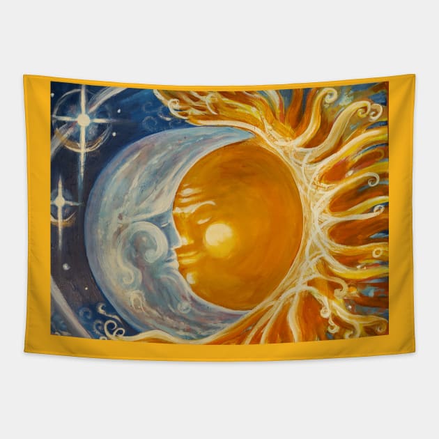 Sun and moon kissing Tapestry by crystalwave4