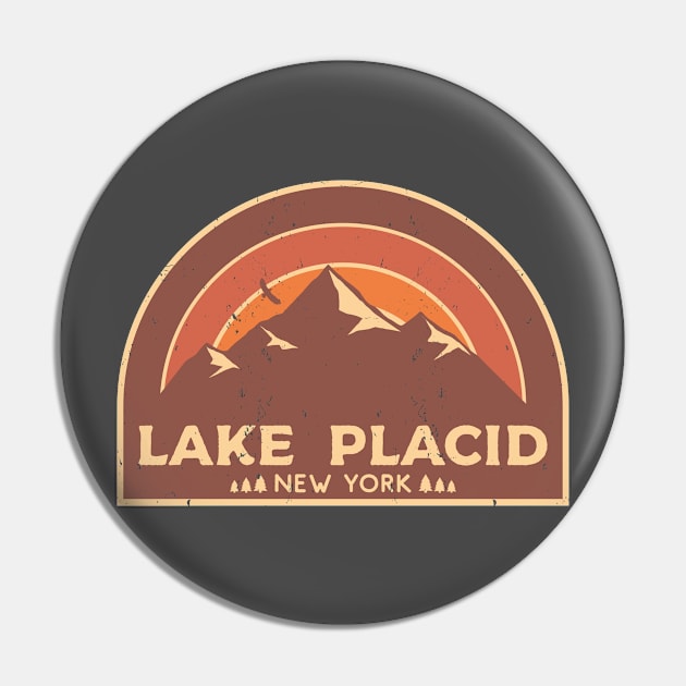 Lake Placid New York Mountain Design Pin by dk08