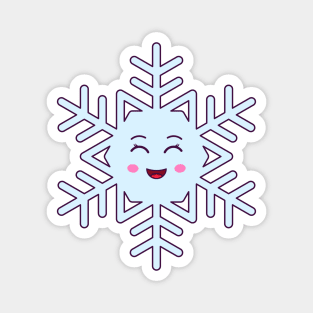 Cartoon Kawaii Snowflake with Smiling Eyes Magnet