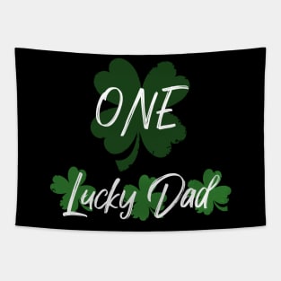 One Lucky Dad Funny Daddy Green Leaf Tapestry