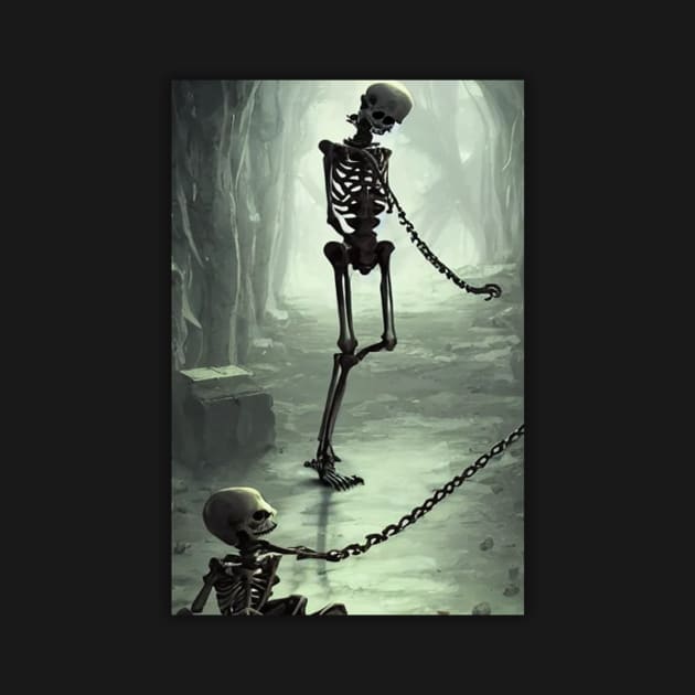 Skeleton Relationship by skeleton sitting chained