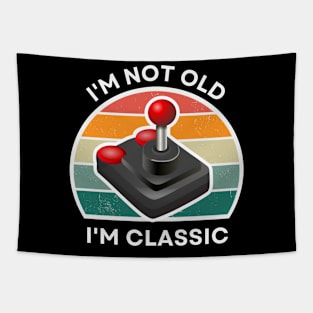 I'm not old, I'm Classic | Joystick | Retro Hardware | Vintage Sunset | '80s '90s Video Gaming Tapestry