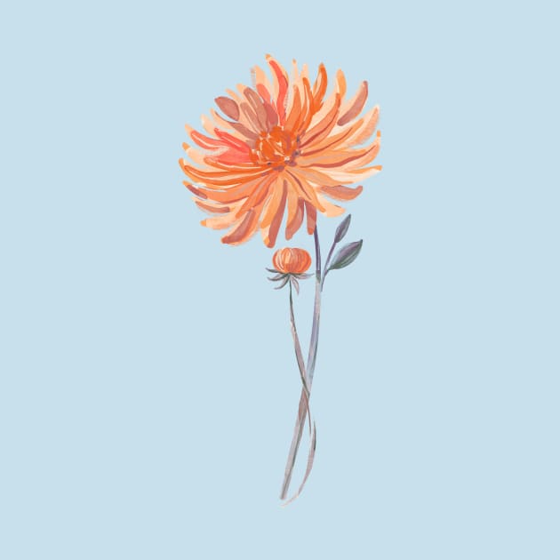 Coral Dahlia Sprig Bud by Rebelform