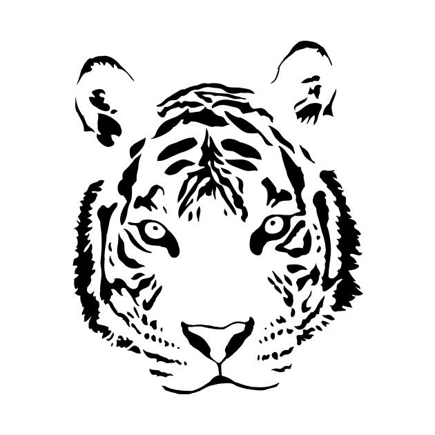 White Tiger Black Print by Caloy