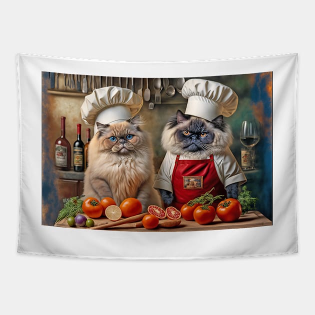 Two Cats in the Kitchen Tapestry by candiscamera
