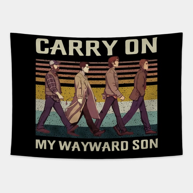 Carry On My Wayward Son Abbey Road, Winchester Supernatural Tapestry by Den Tbd