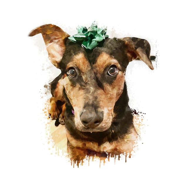 Miniature Pinscher dog watercolor by Ginstore