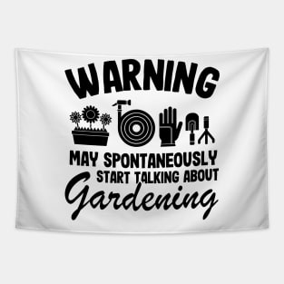 Warning May Talk About Gardening Gift Gardener Funny Plants Quote Tapestry