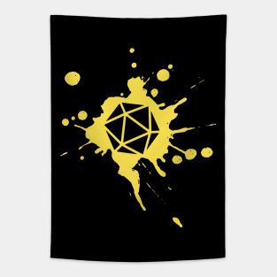 Yellow 20 Sided Dice Paint Splatter Spraypaint Dungeons Crawler and Dragons Slayer Tabletop RPG Addict Tapestry