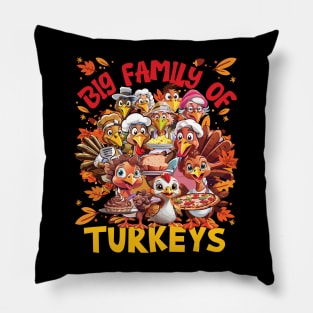 Big Family of Turkeys Pillow