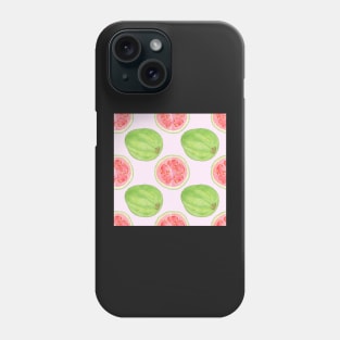 Bright watercolor tropical fruit pattern, guavas Phone Case