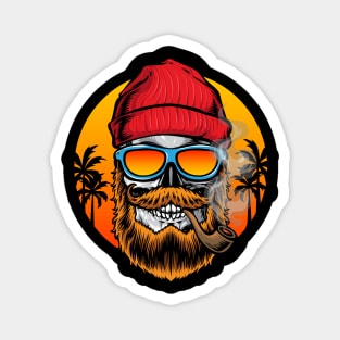 hipster_skull_with_sunset_background Magnet