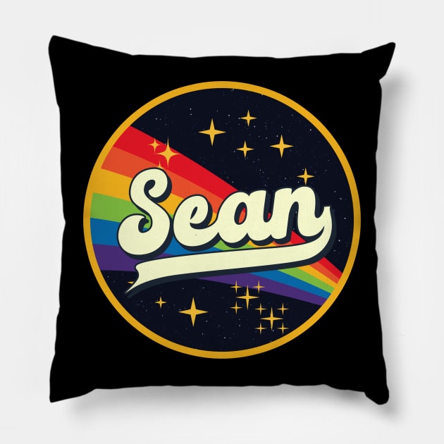 Sean // Rainbow In Space Vintage Style Pillow by LMW Art